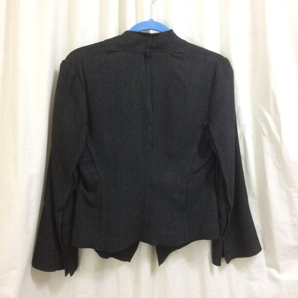 J. Jill Blazer Asymmetrical Hemline One Button Short Wool Blend Gray Size 2P - Picture 3 of 4